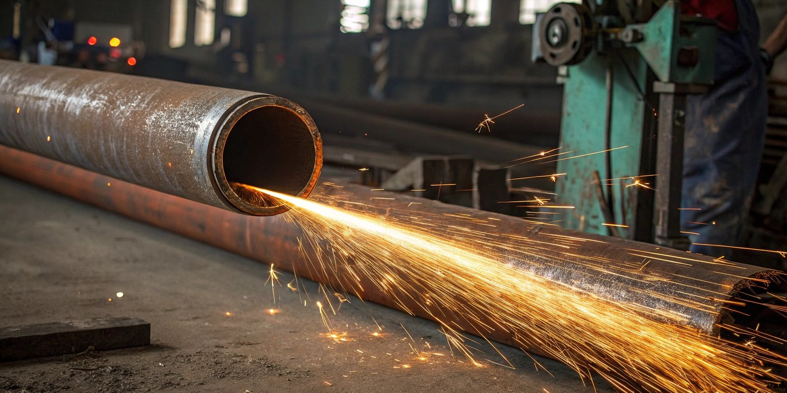 Shot blasting cleaning machine in operation